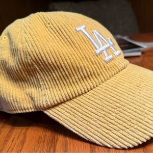 LA Dodgers cap in yellow corduroy.